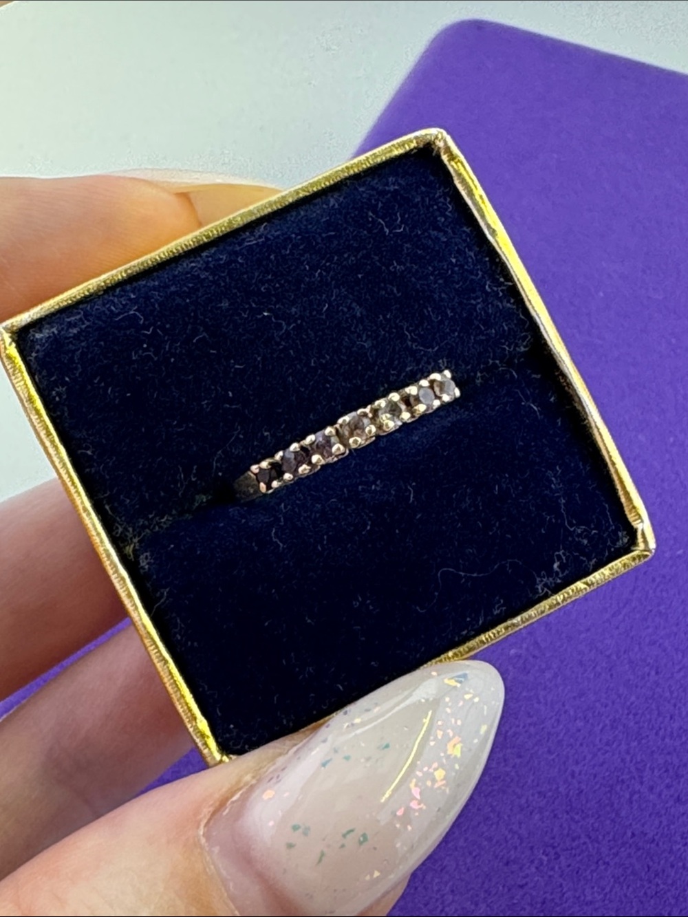 💛 Antique 14k Gold Amethyst Stone Half-Eternity Ring | Timeless Heirloom